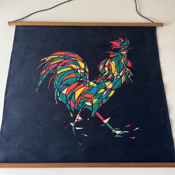 Mid Century Danish Rooster Wall hanging fabric - Picture 4 of 7